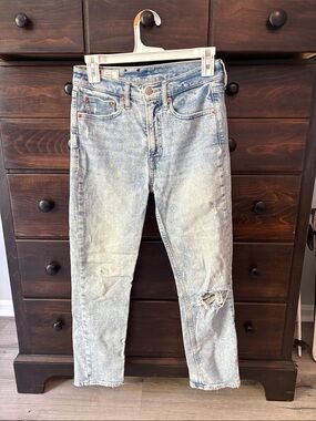 GAP Light Blue Ripped Cigarette High Rise Jeans